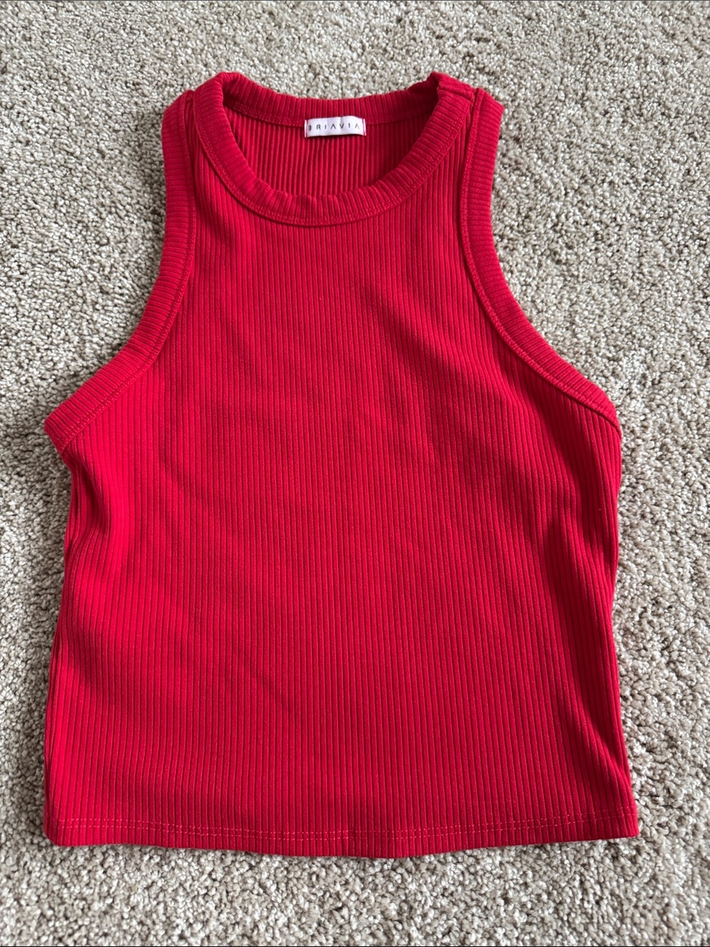 Red Ribbed Tank Top